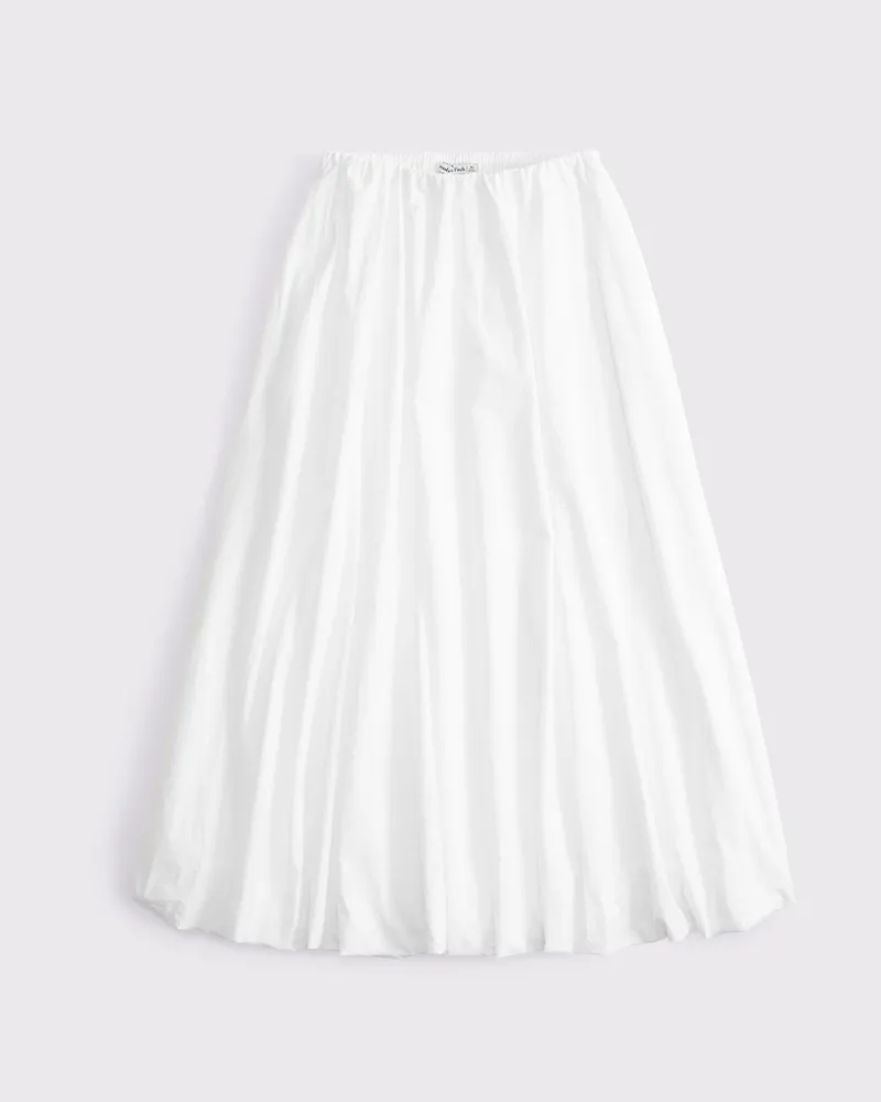 Mid Rise Bubble Hem Maxi Skirt