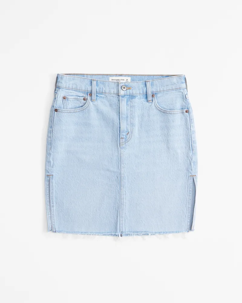 Mid Rise Denim Pencil Midi Skirt
