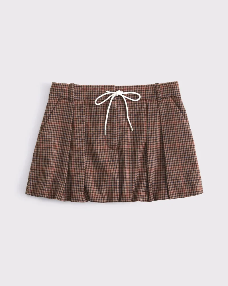 Mid Rise Bubble Hem Mini Skort