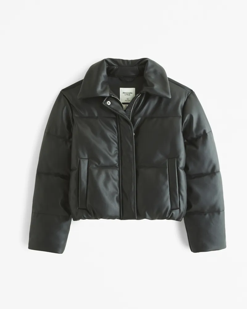 Vegan Leather Short Puffer