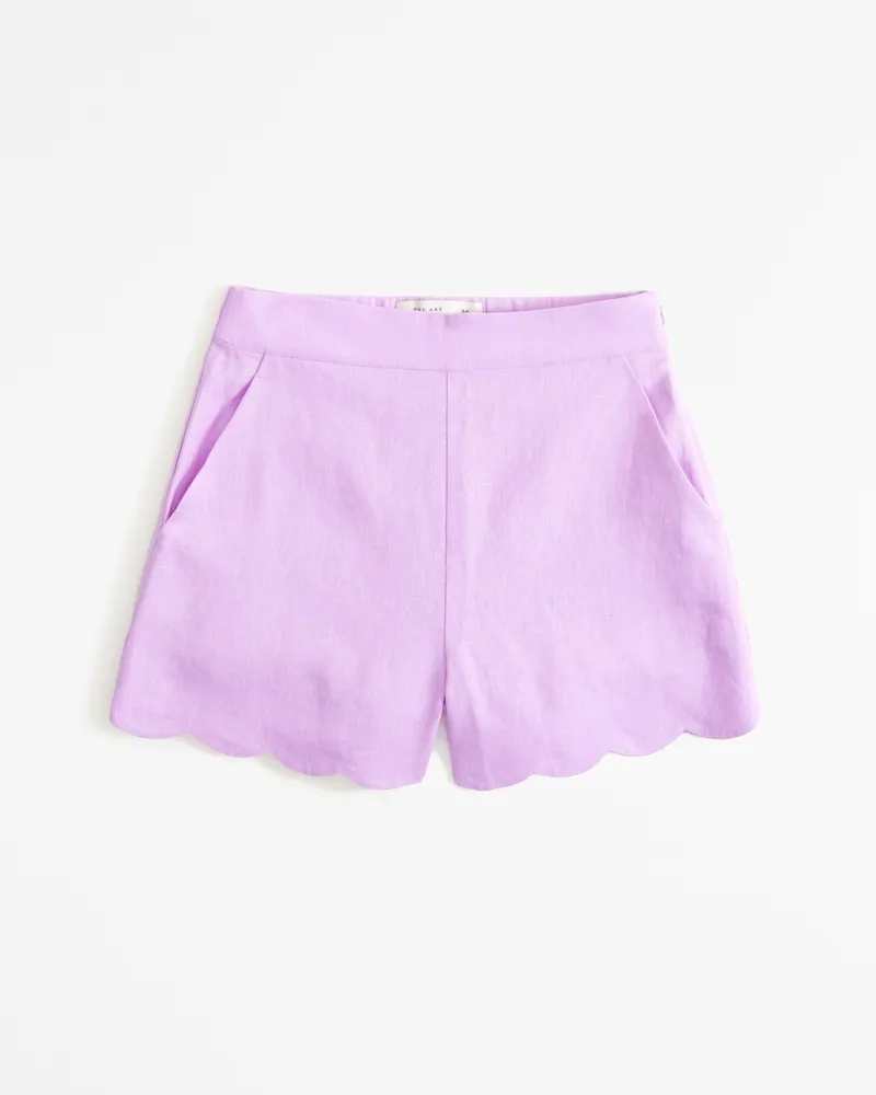 Premium Linen Scallop-Hem Tailored Short