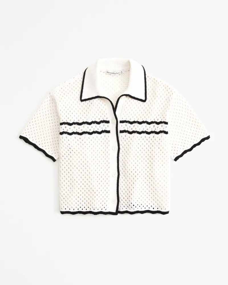 Crochet-Style Button-Up Polo