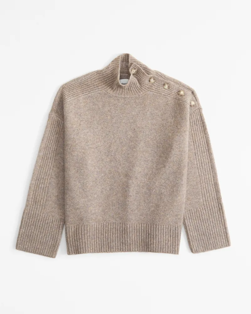 Button Detail Mockneck Sweater