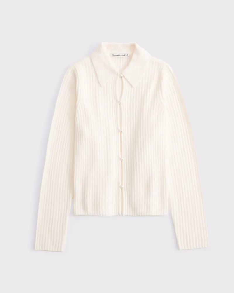 Pearl Button Collared Cardigan