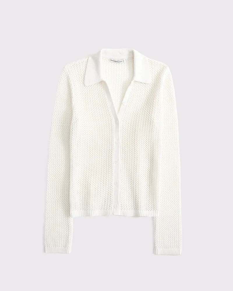 Crochet-Style Collared Button-Through Top