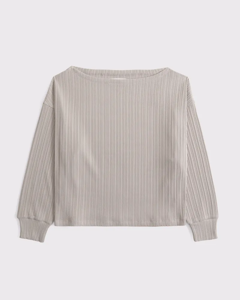 Long-Sleeve Lounge Wide Rib Slash Top