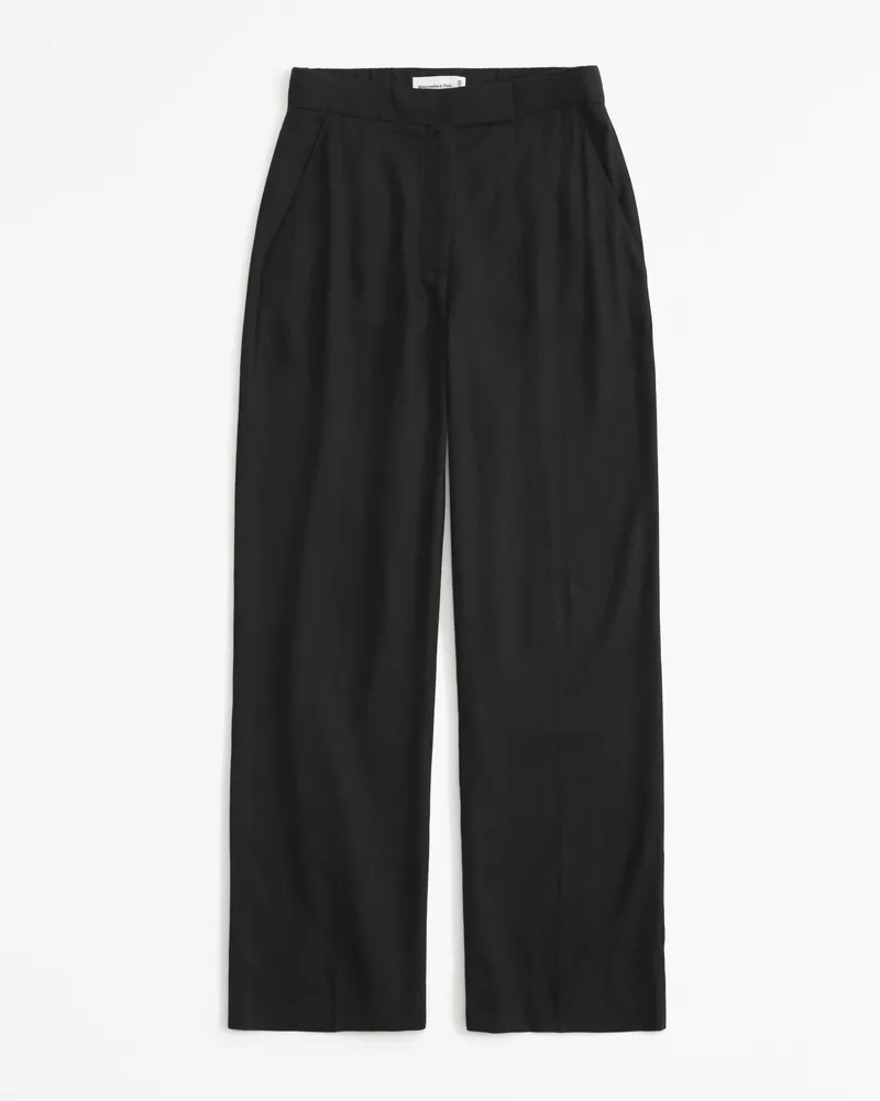 Linen-Blend Tailored Straight Pant