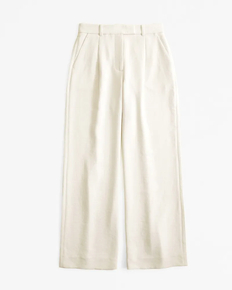 Curve Love A&F Harper Tailored Premium Crepe Ultra-Wide Leg Pant
