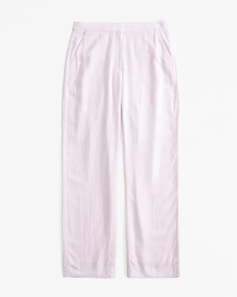 Linen-Blend Tailored Straight Pant
