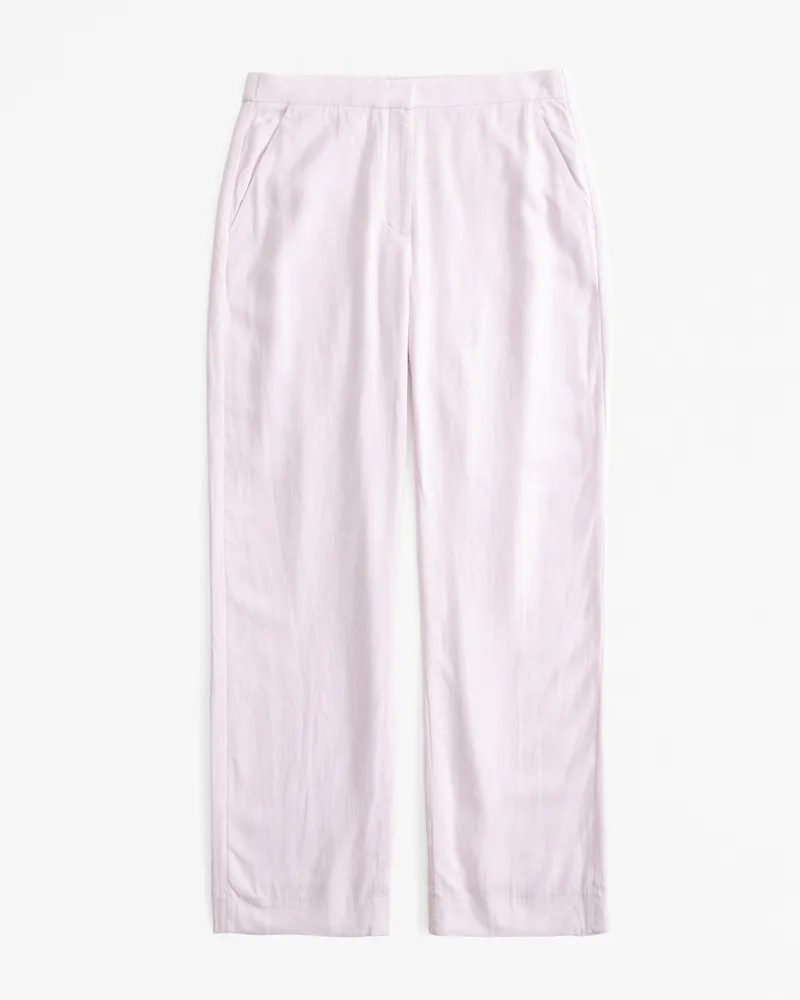 Curve Love Linen-Blend Tailored Straight Pant