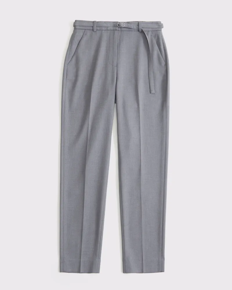 High Rise Belted Ankle Straight Pant