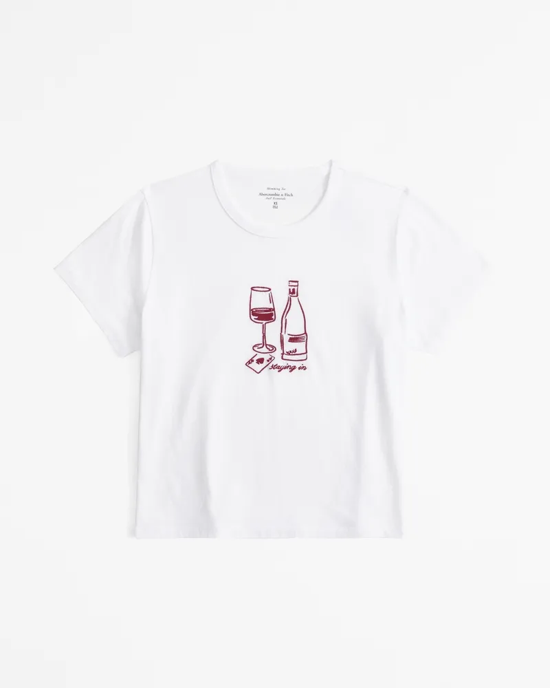 Short-Sleeve Staying In Graphic Skimming Tee