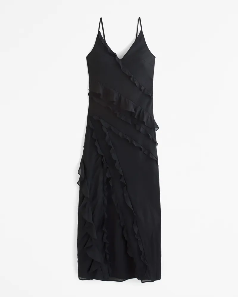 Draped Ruffle Maxi Dress