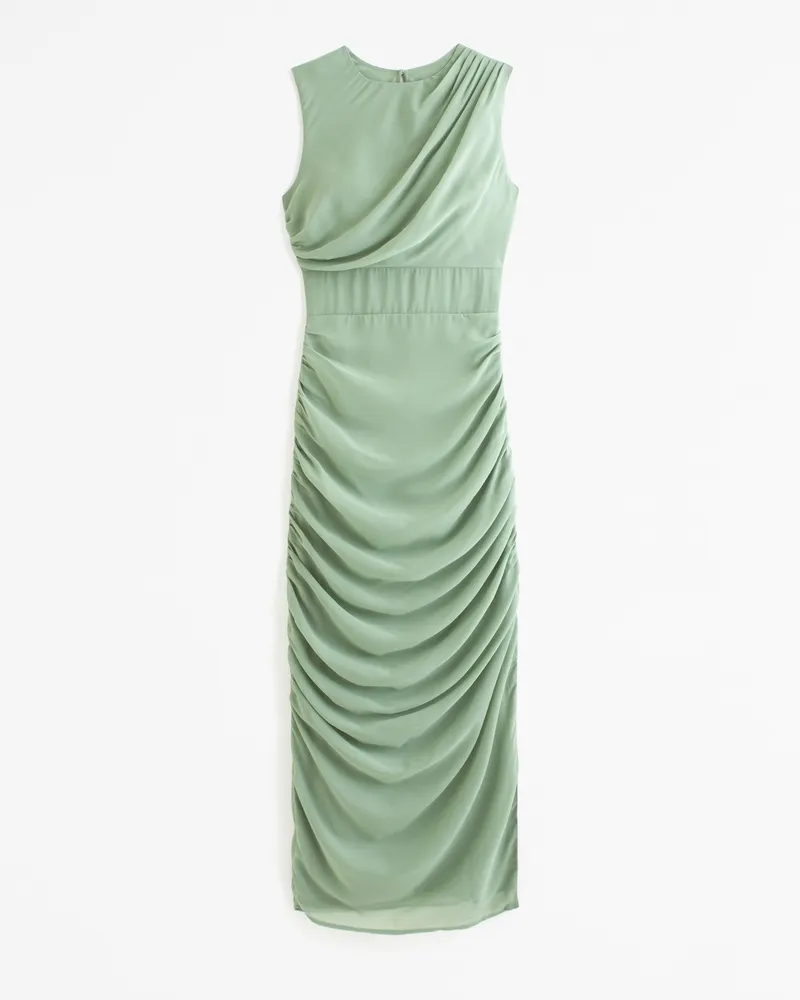 Draped Sheer Waist Maxi Dress