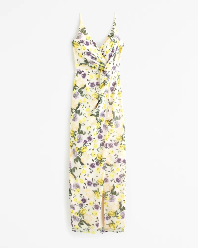 Mesh Twist Wrap Maxi Dress