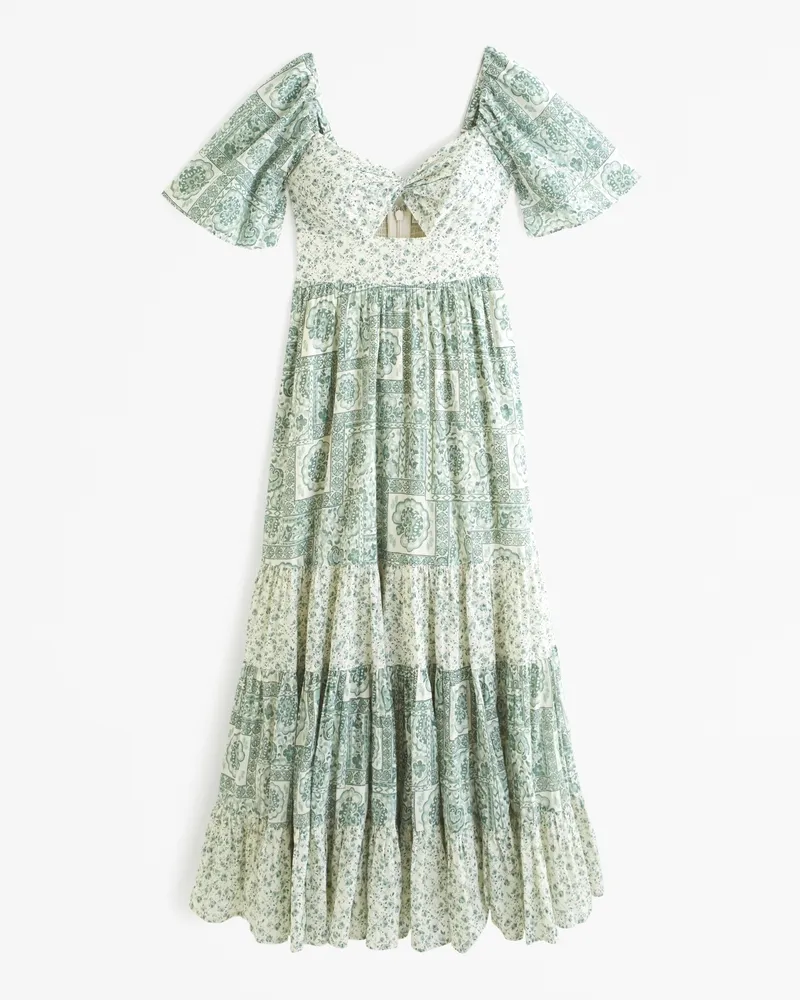 Twist-Front Tiered Maxi Dress
