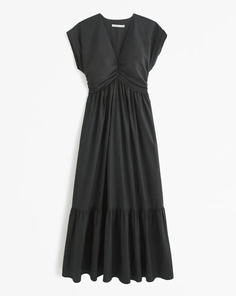 Cinch-Front Poplin Midi Dress