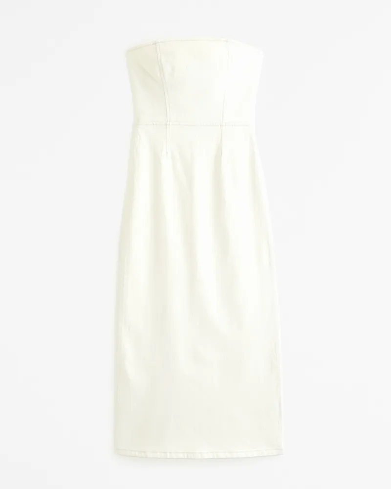 Strapless Denim Midi Dress