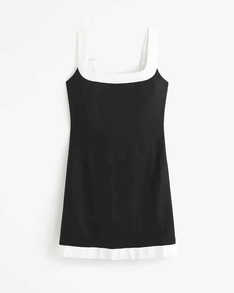 Linen-Blend Wide Strap Mini Dress