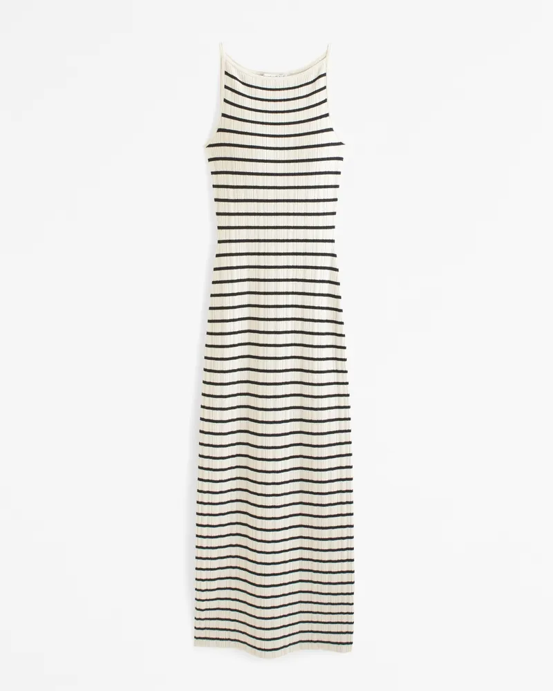 High-Neck Midi Sweater Dress