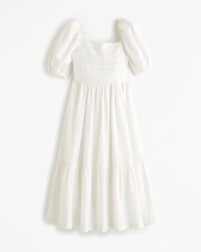 The A&F Emerson Linen-Blend Puff Sleeve Midi Dress
