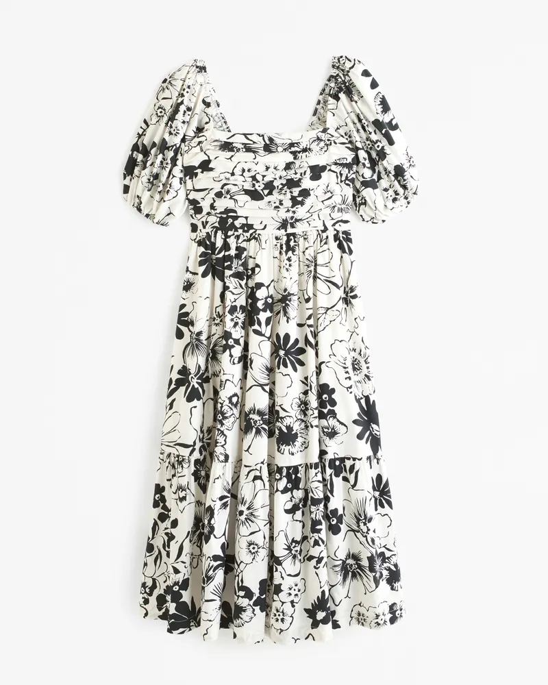 The A&F Emerson Poplin Puff Sleeve Midi Dress