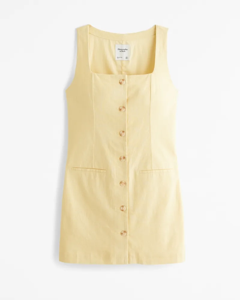 The A&F Mara Squareneck Linen-Blend Vest Mini Dress