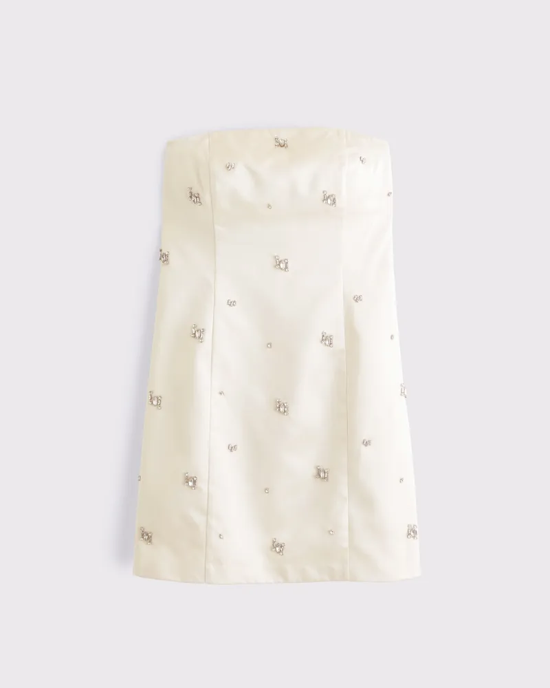 Satin Embellished Strapless Mini Dress