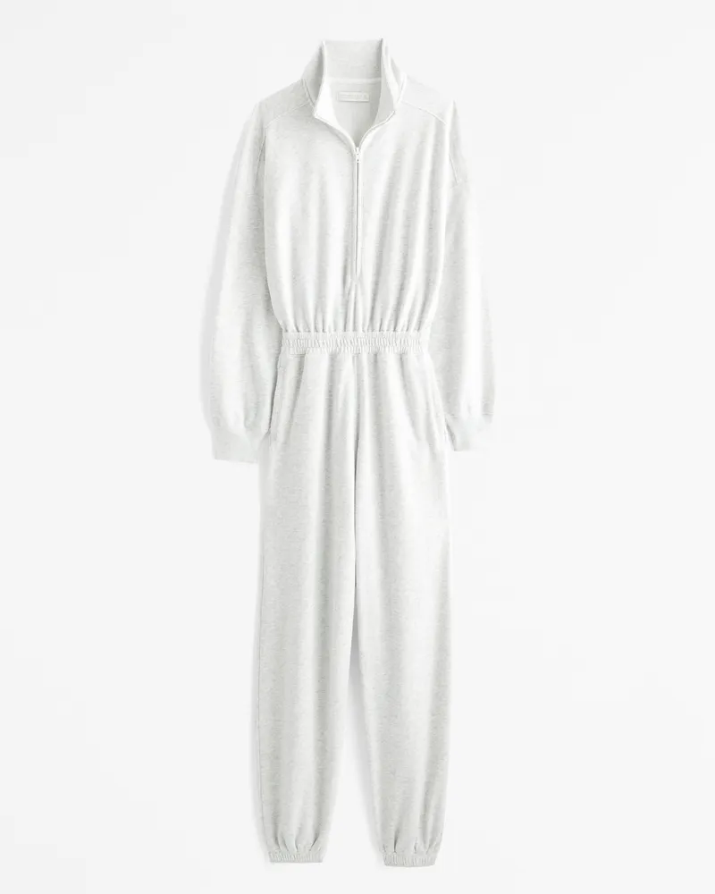 Long-Sleeve Half-Zip Fleece Jumpsuit