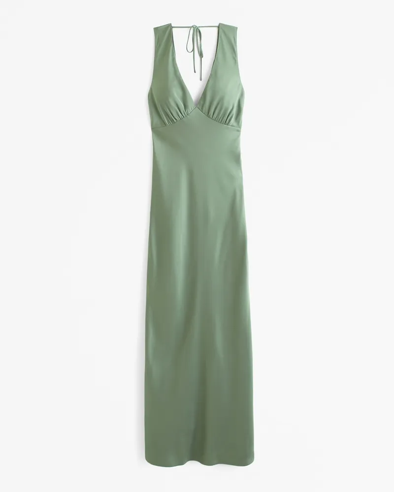 Plunge Cowl Back Maxi Dress