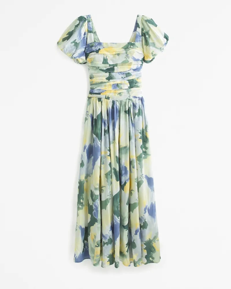 The A&F Emerson Dropped Waist Puff Sleeve Maxi Dress