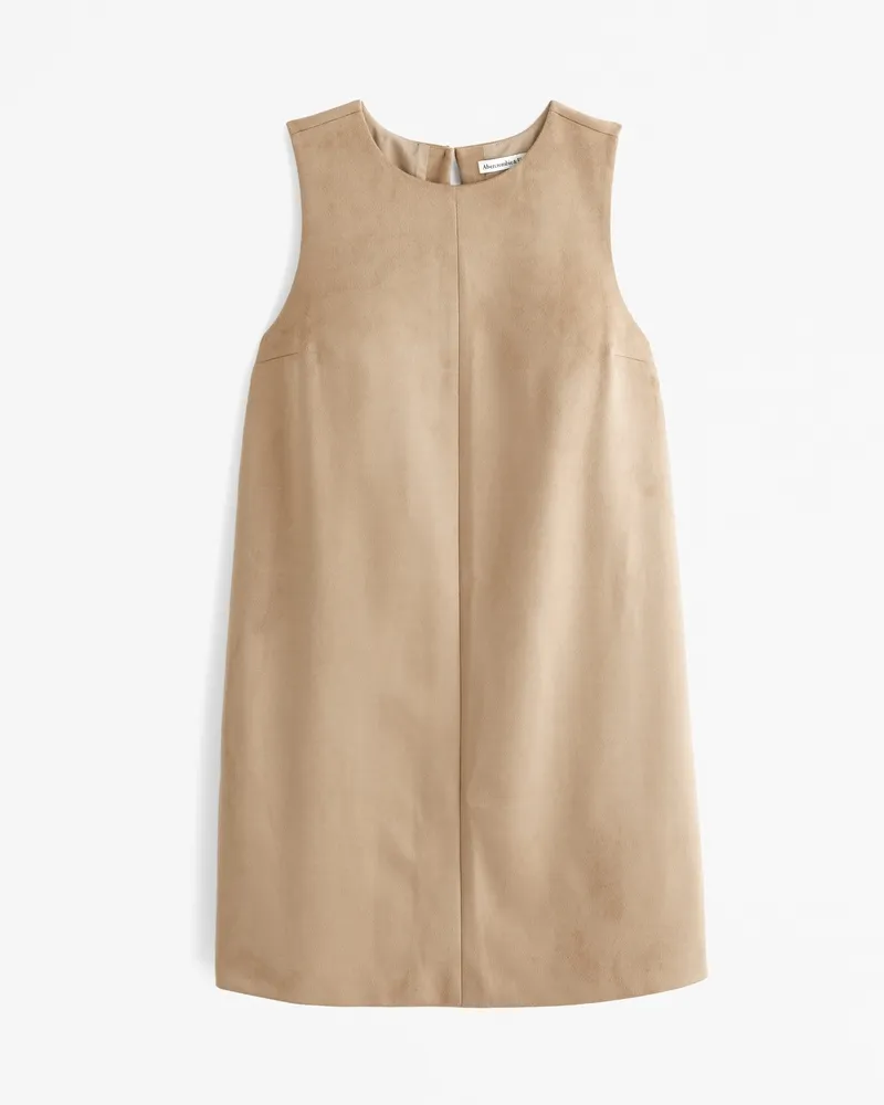 High-Neck Faux Suede Mini Dress