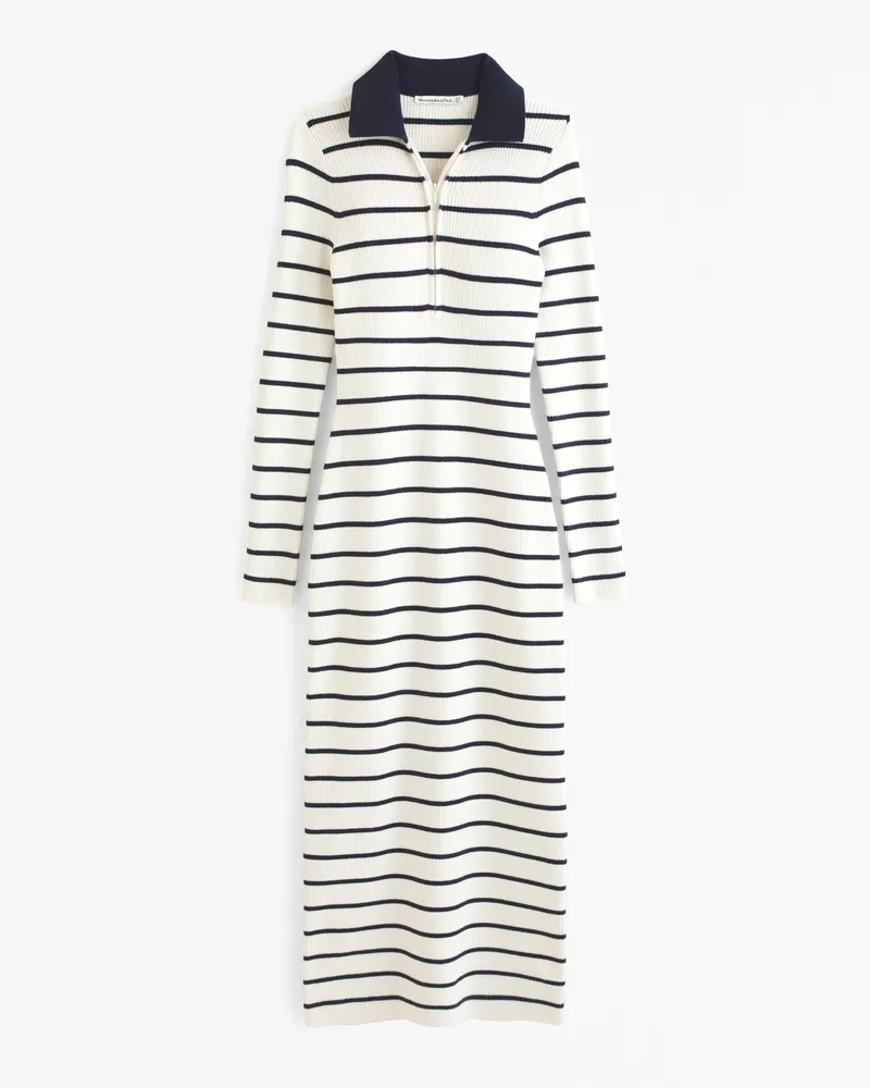 Long-Sleeve Half-Zip Maxi Sweater Dress