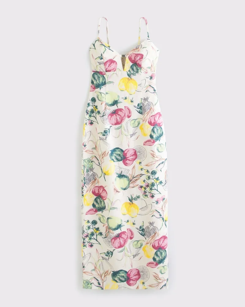 Premium Linen Cutout Midi Dress