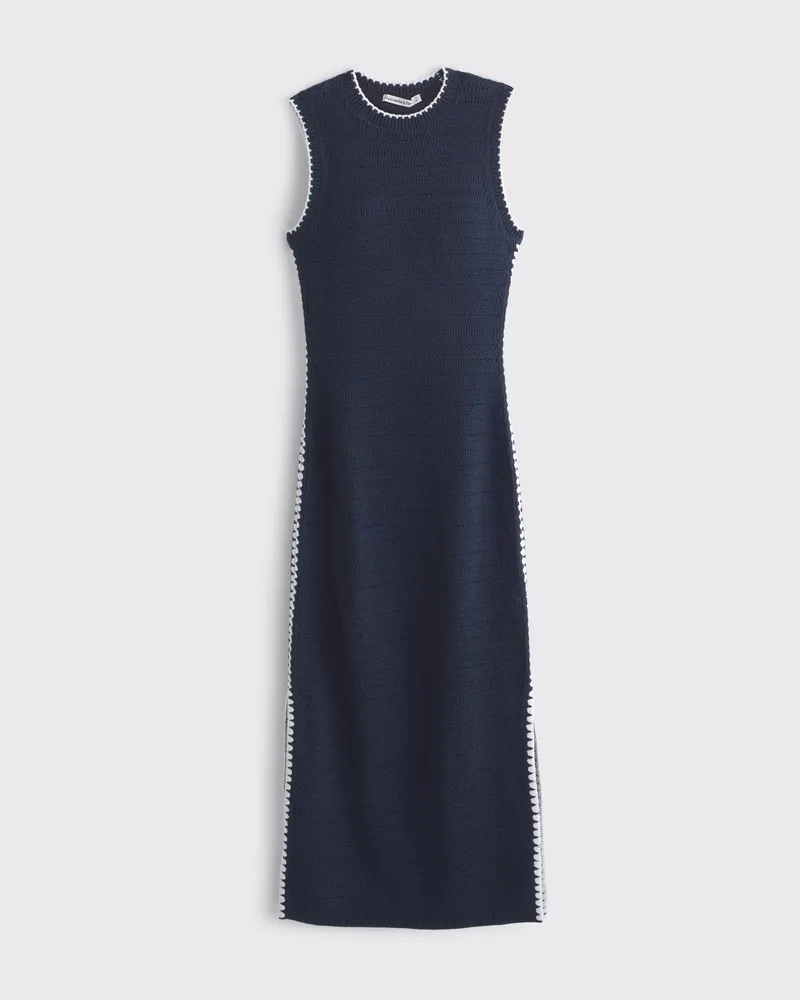 Crochet-Style Crew Midi Dress