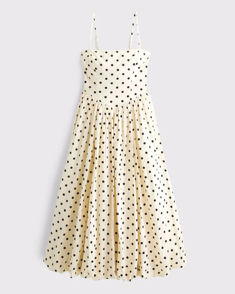 Dipped-Waist Bubble Hem Midi Dress