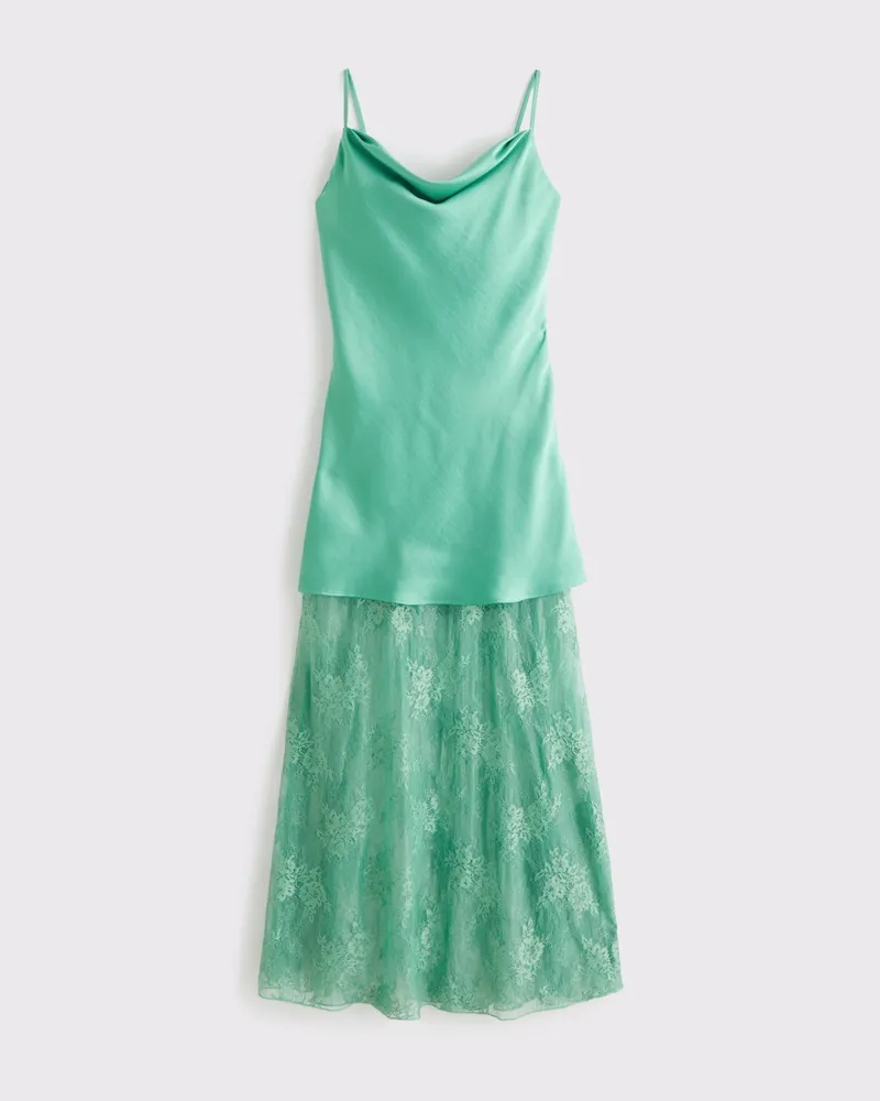 Cowl Neck Lace Maxi Dress
