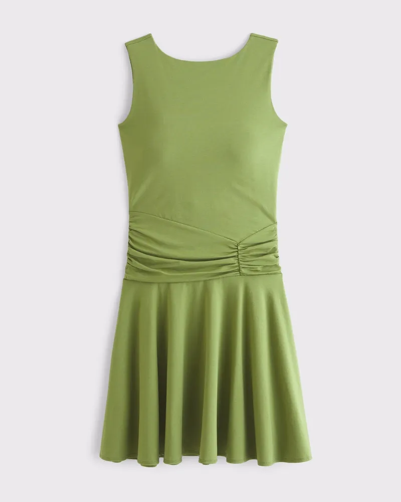 Bra-Free Ruched Knit Mini Dress