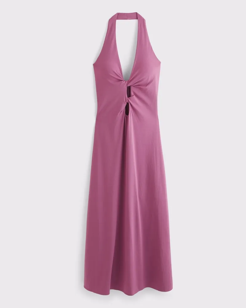 Bra-Free Cutout Halter Midi Dress