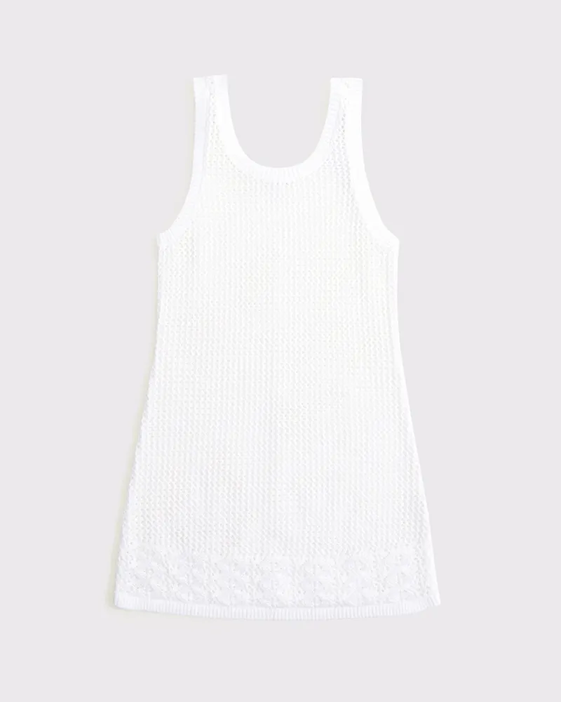 crochet-style mini dress coverup