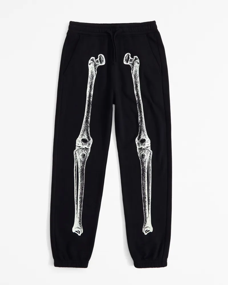 glow-in-the-dark skeleton graphic sweatpants