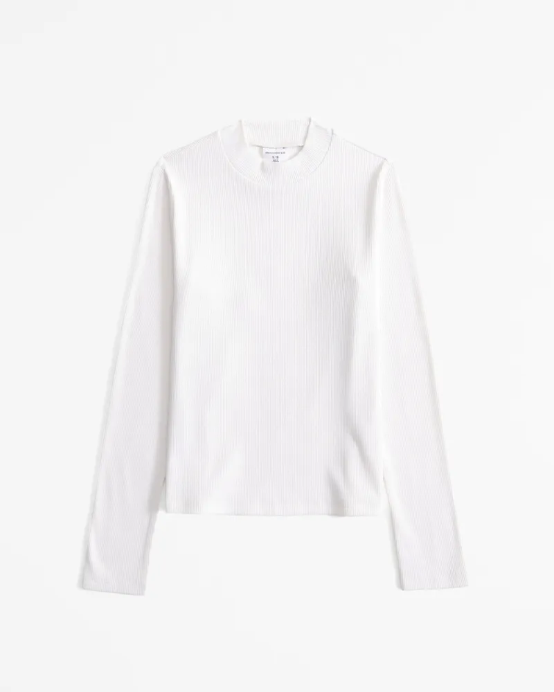 long-sleeve rib mockneck tee