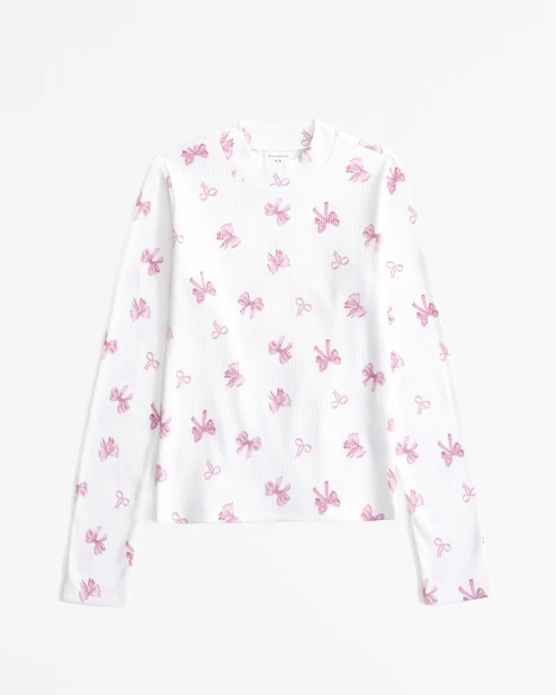 long-sleeve rib mockneck tee