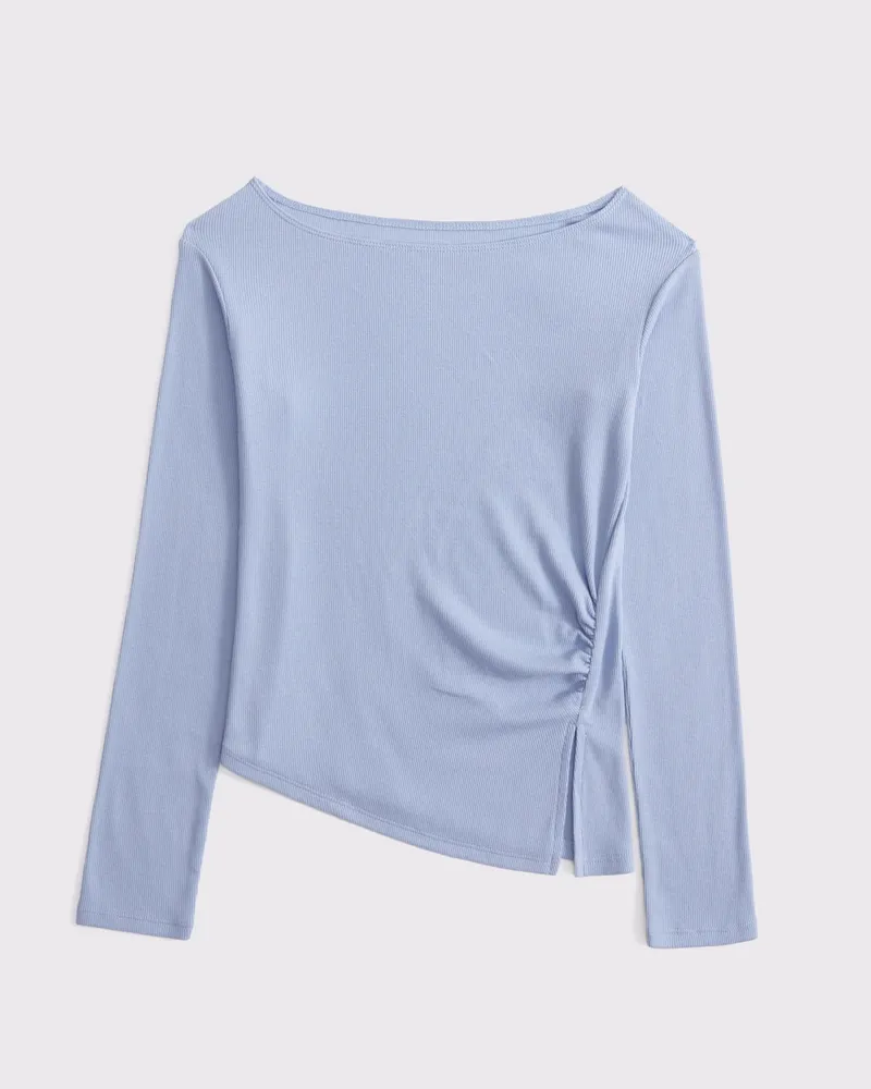 long-sleeve asymmetrical rib tee