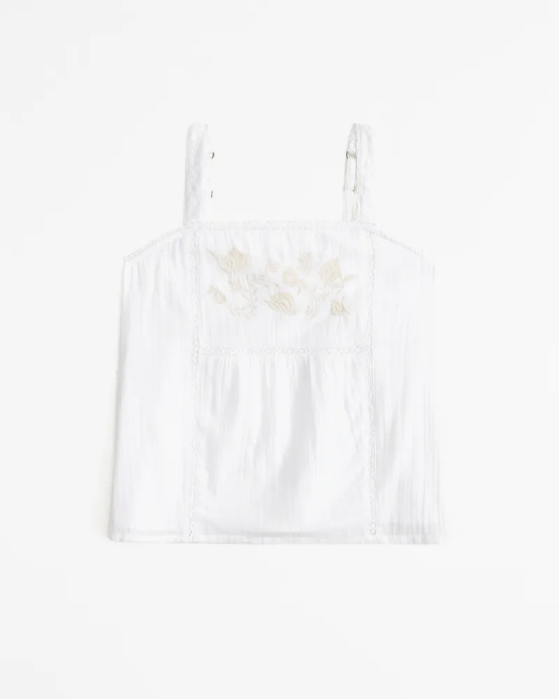 lace-trim embroidered top