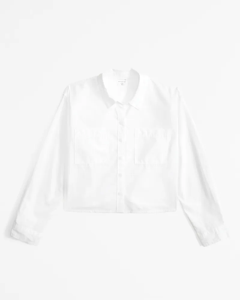 cropped poplin button-up shirt
