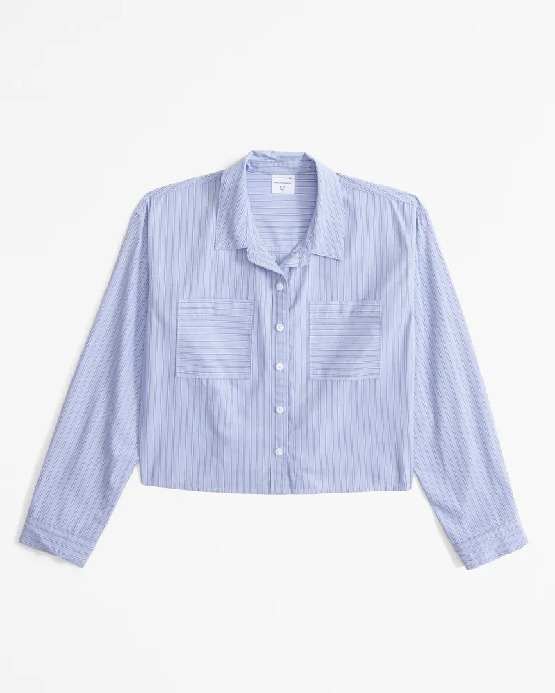 cropped poplin button-up shirt