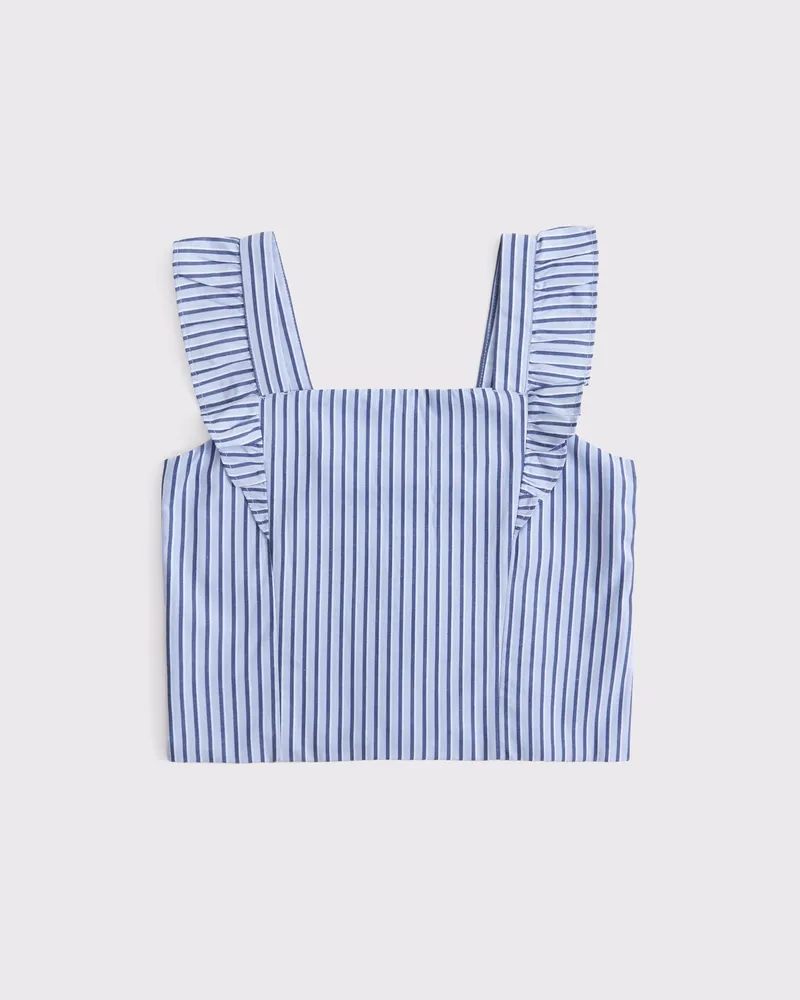 ruffle sleeve poplin top