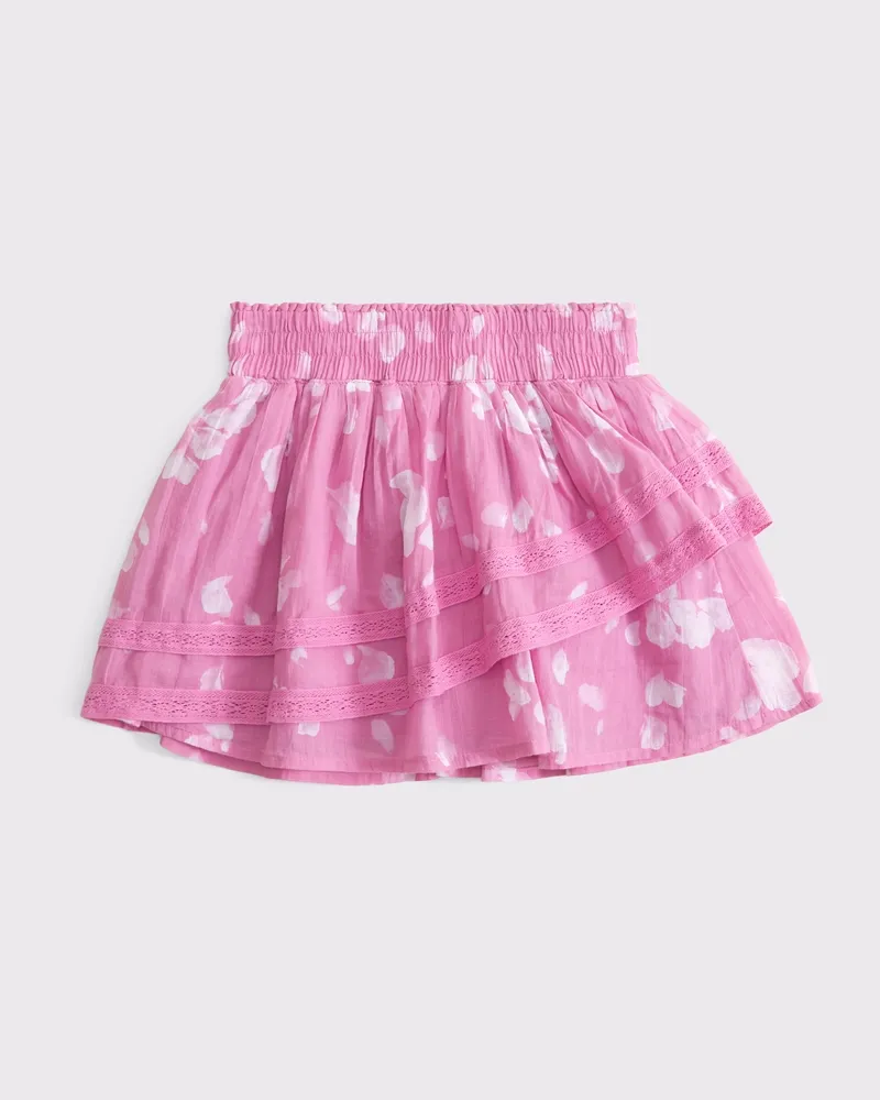 lace-trim tiered mini skort