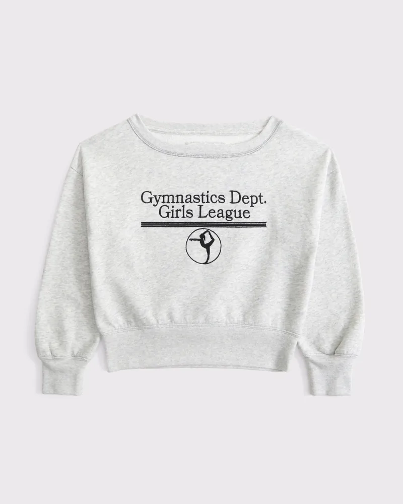 off-the-shoulder graphic crew sweatshirt